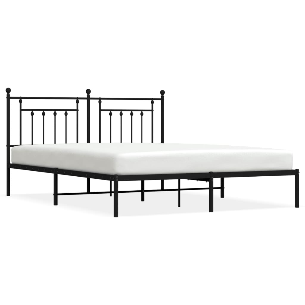 Metalni okvir za krevet s uzglavljem crni 160x200 cm