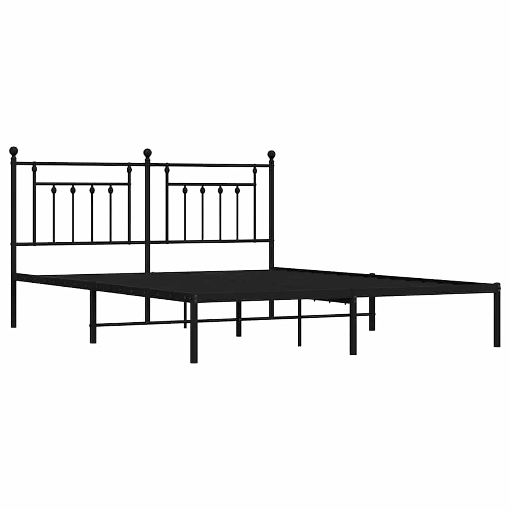 Metalni okvir za krevet s uzglavljem crni 183x213 cm