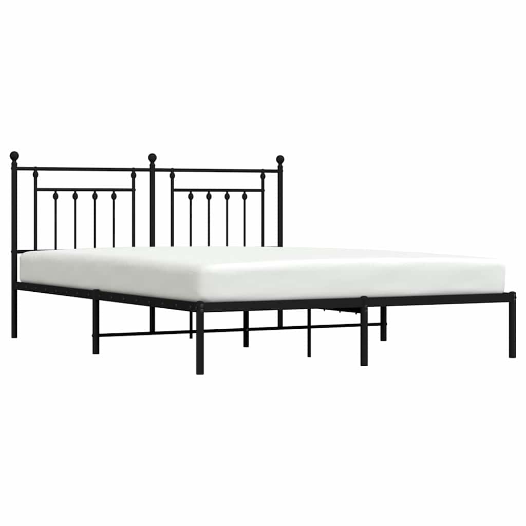Metalni okvir za krevet s uzglavljem crni 183x213 cm
