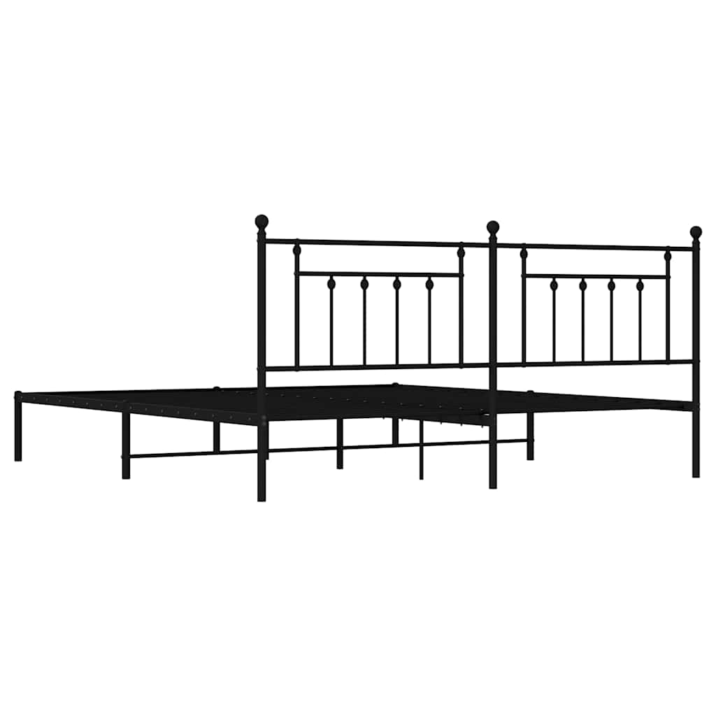 Metalni okvir za krevet s uzglavljem crni 193x203 cm