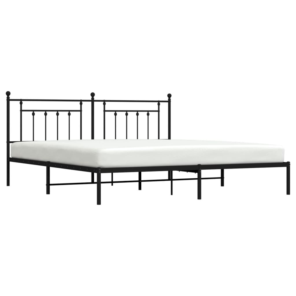 Metalni okvir za krevet s uzglavljem crni 200x200 cm