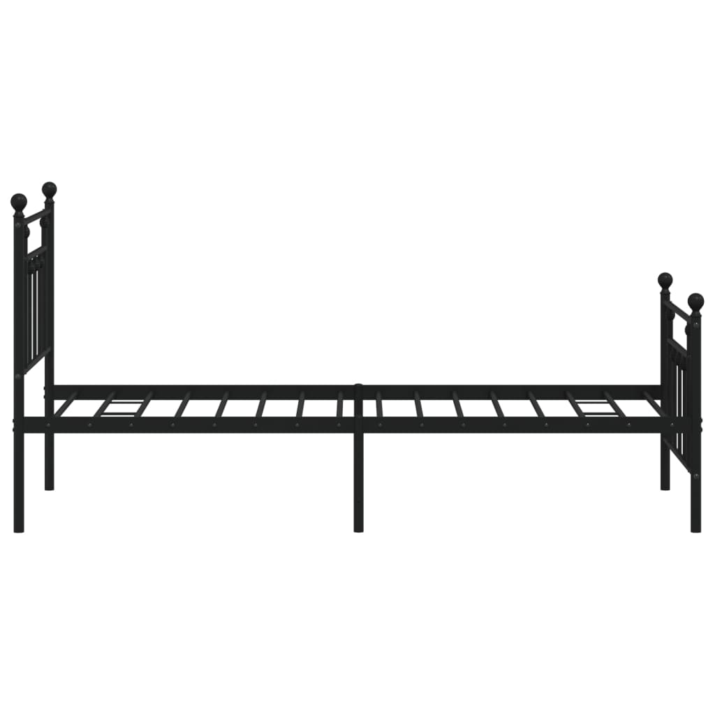 Metalni okvir kreveta uzglavlje i podnožje crni 75x190 cm
