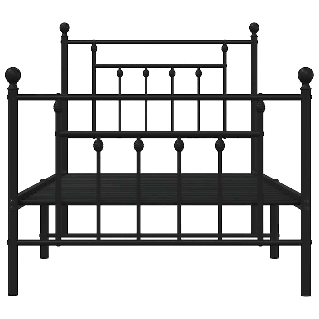 Metalni okvir kreveta uzglavlje i podnožje crni 90 x 200 cm