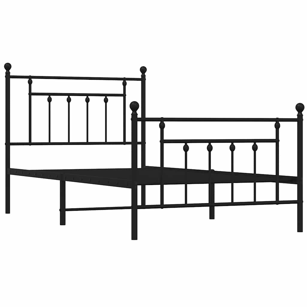 Metalni okvir kreveta uzglavlje i podnožje crni 100x190 cm