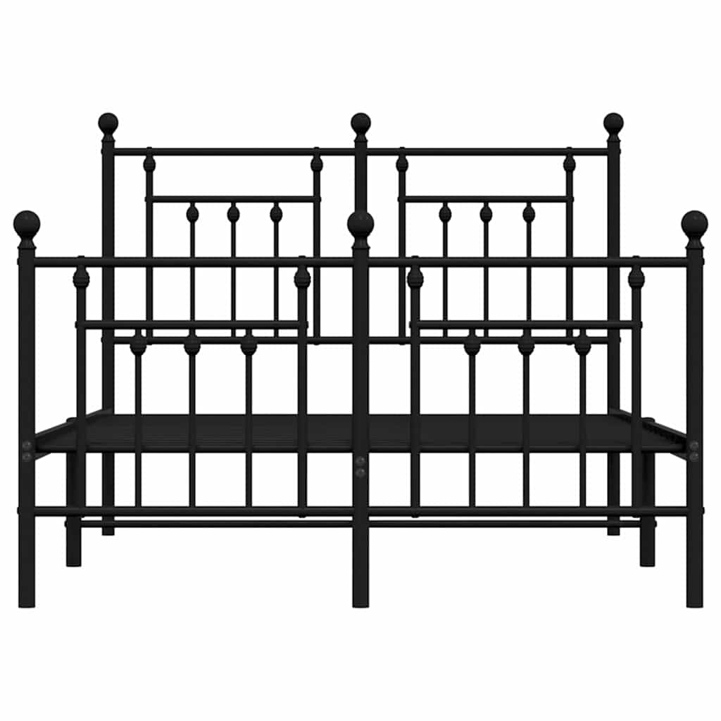 Metalni okvir kreveta uzglavlje i podnožje crni 135x190 cm