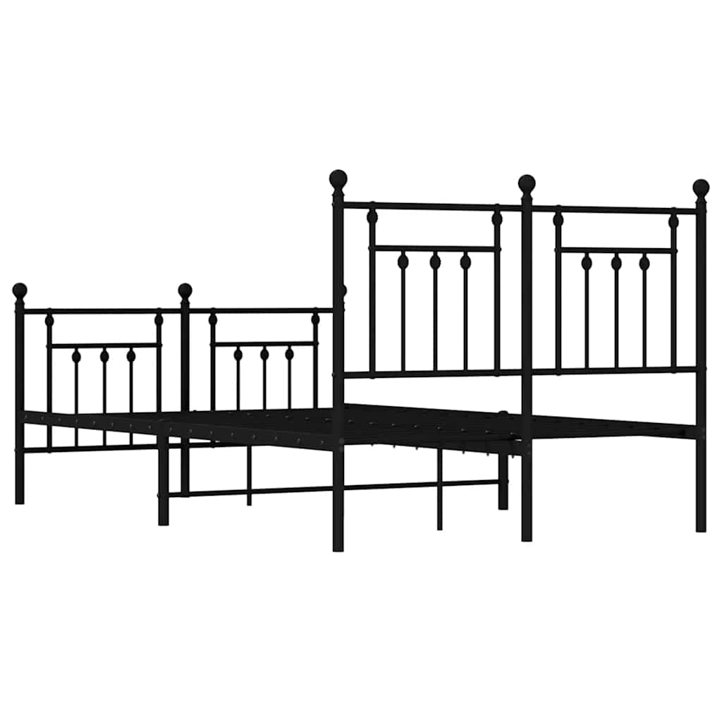 Metalni okvir kreveta uzglavlje i podnožje crni 135x190 cm
