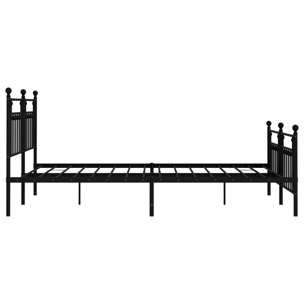 Metalni okvir krevet bez madraca s podnožjem crni 180x200 cm