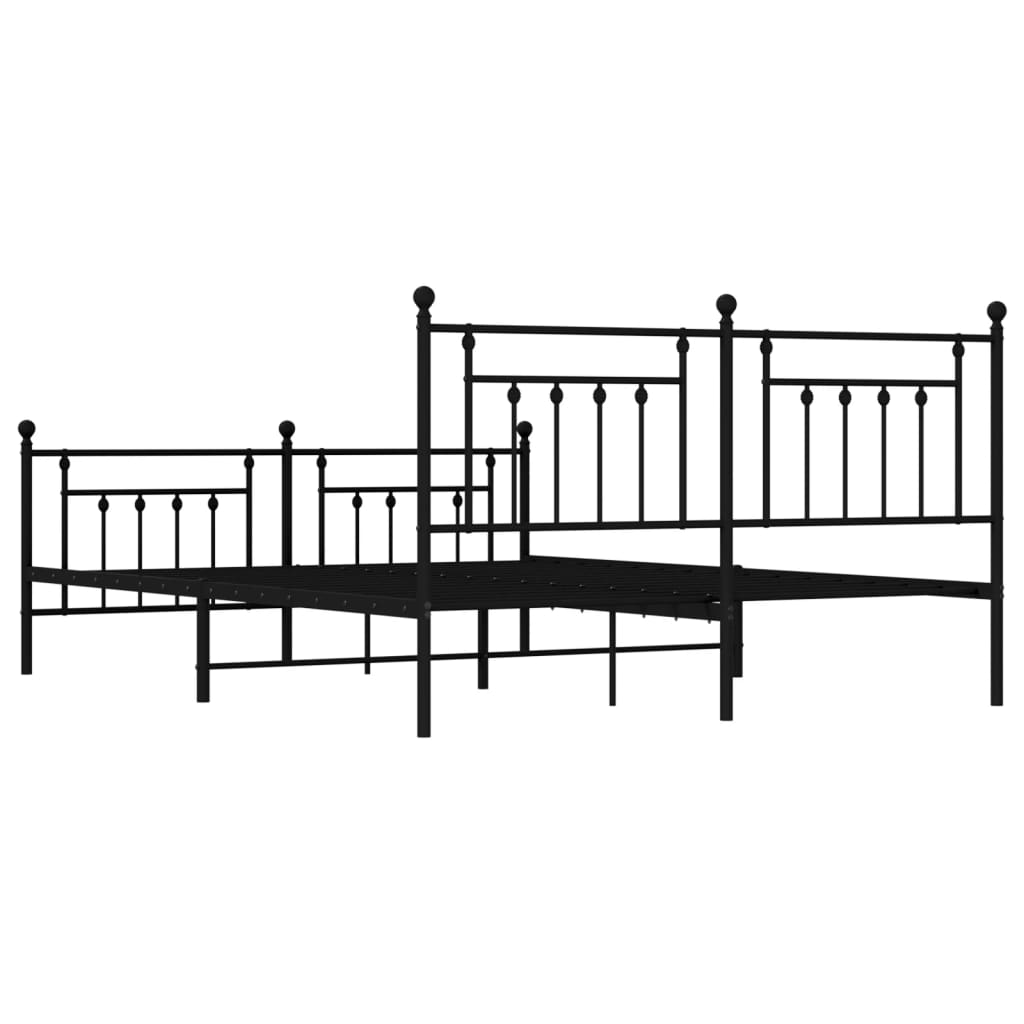 Metalni okvir krevet bez madraca s podnožjem crni 180x200 cm