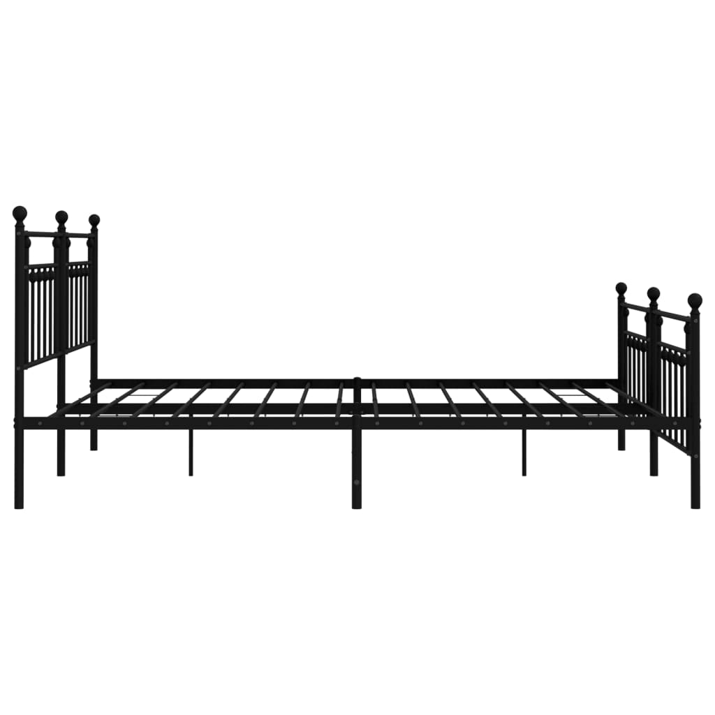 Metalni okvir kreveta uzglavlje i podnožje crni 200x200 cm