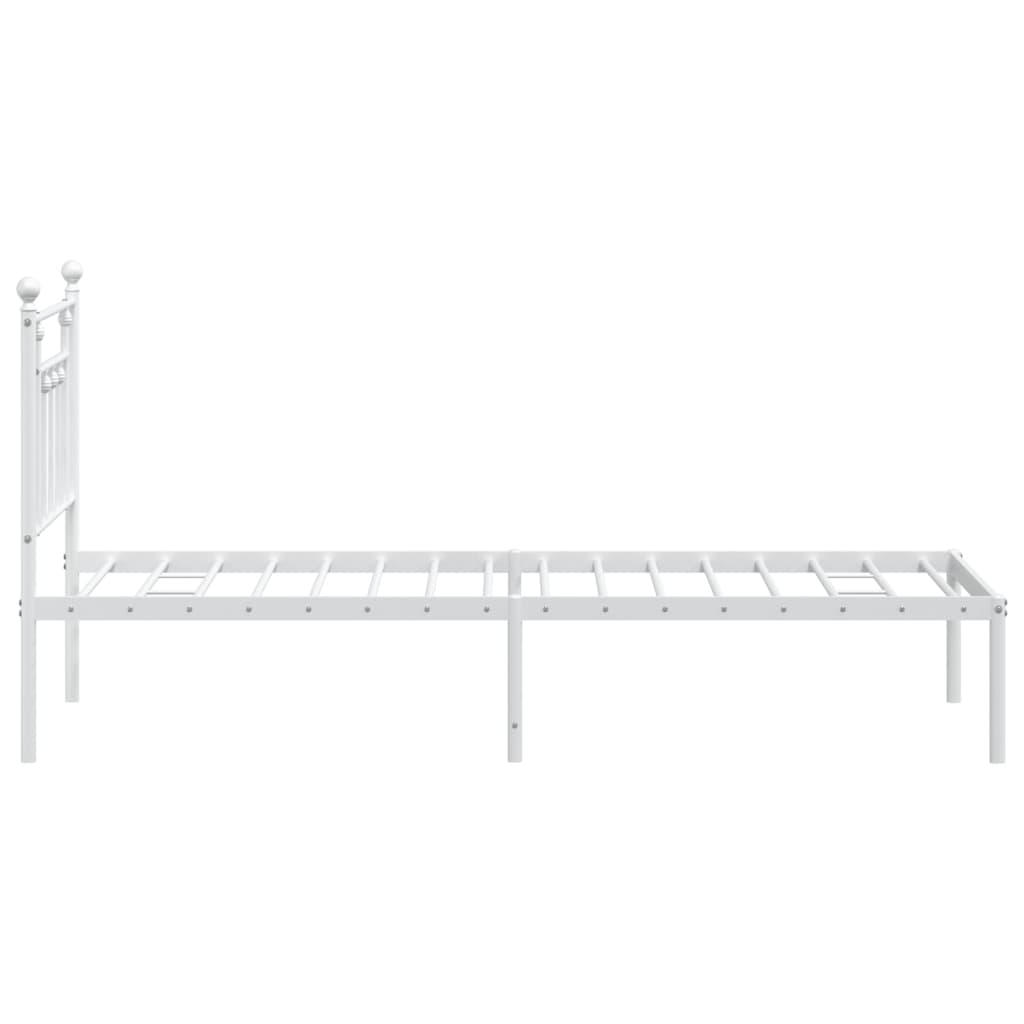 Metalni okvir krevet bez madraca s uzglavljem bijeli 75x190 cm