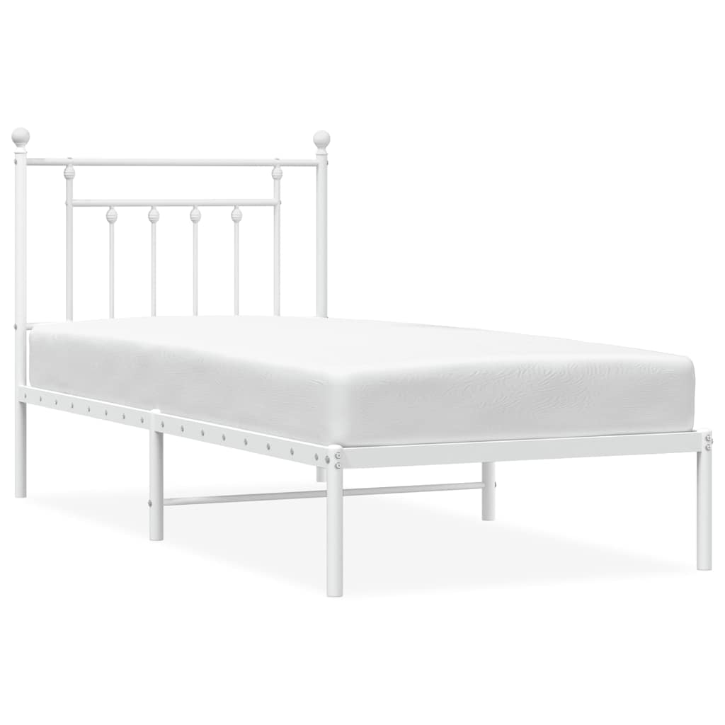 Metalni okvir za krevet s uzglavljem bijeli 90x200 cm