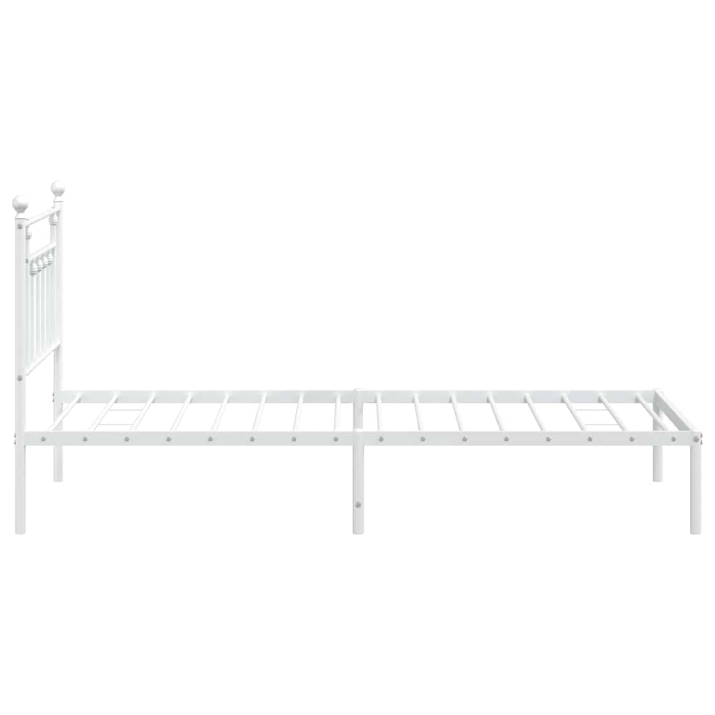 Metalni okvir za krevet s uzglavljem bijeli 100x190 cm
