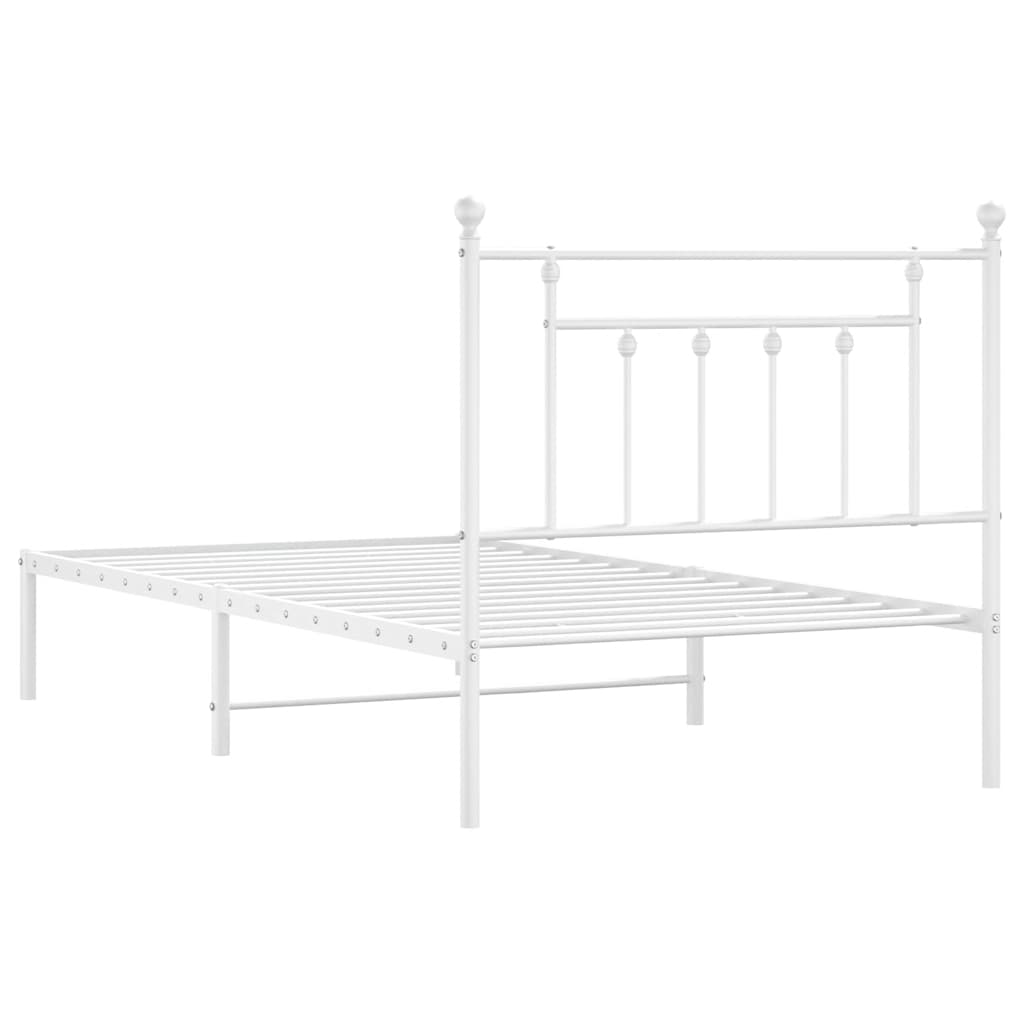 Metalni okvir za krevet s uzglavljem bijeli 100x190 cm