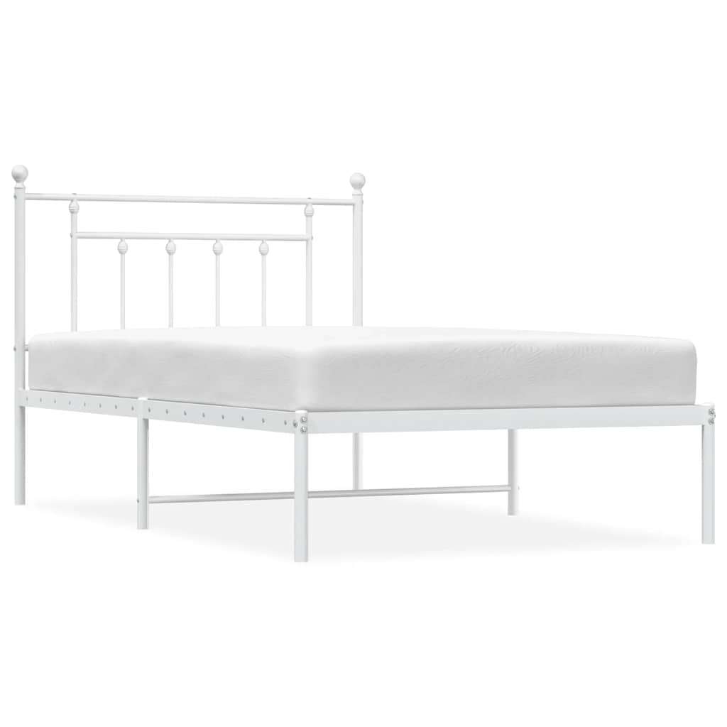 Metalni okvir za krevet s uzglavljem bijeli 100x200 cm