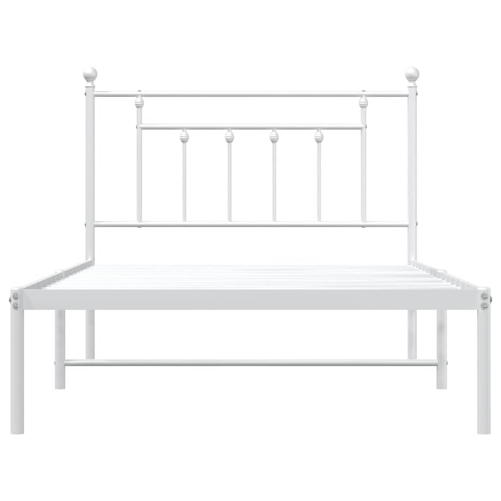 Metalni okvir za krevet s uzglavljem bijeli 100x200 cm