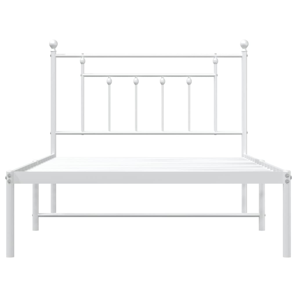Metalni okvir za krevet s uzglavljem bijeli 107x203 cm