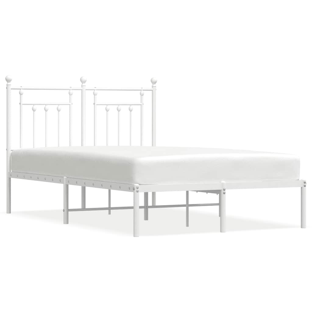 Metalni okvir za krevet s uzglavljem bijeli 120x200 cm