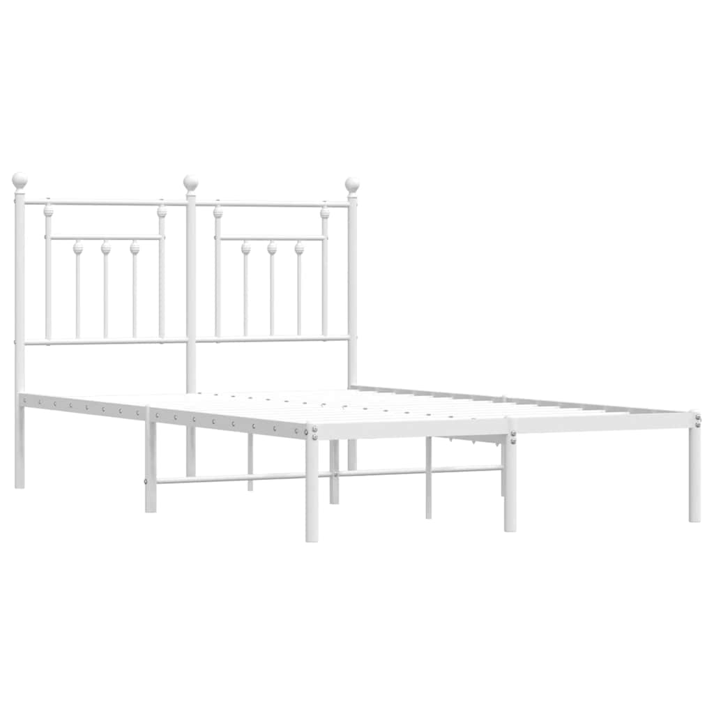 Metalni okvir za krevet s uzglavljem bijeli 120x200 cm