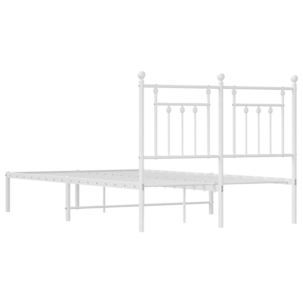 Metalni okvir za krevet s uzglavljem bijeli 120x200 cm
