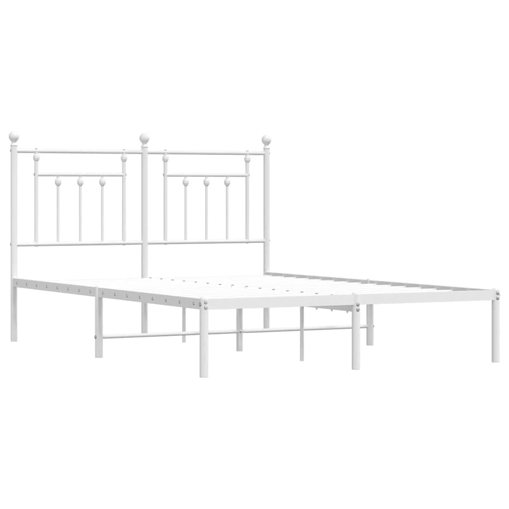 Metalni okvir za krevet s uzglavljem bijeli 140 x 190 cm