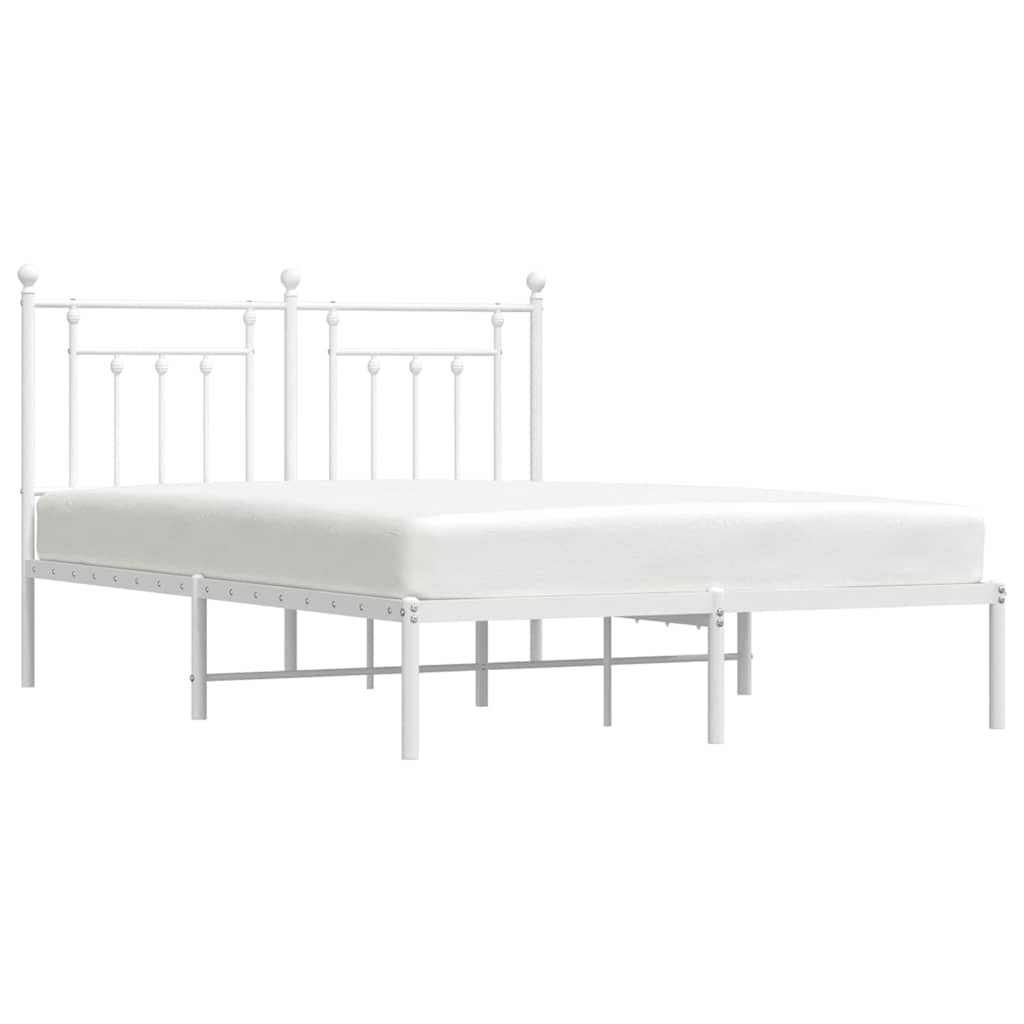 Metalni okvir za krevet s uzglavljem bijeli 140 x 190 cm