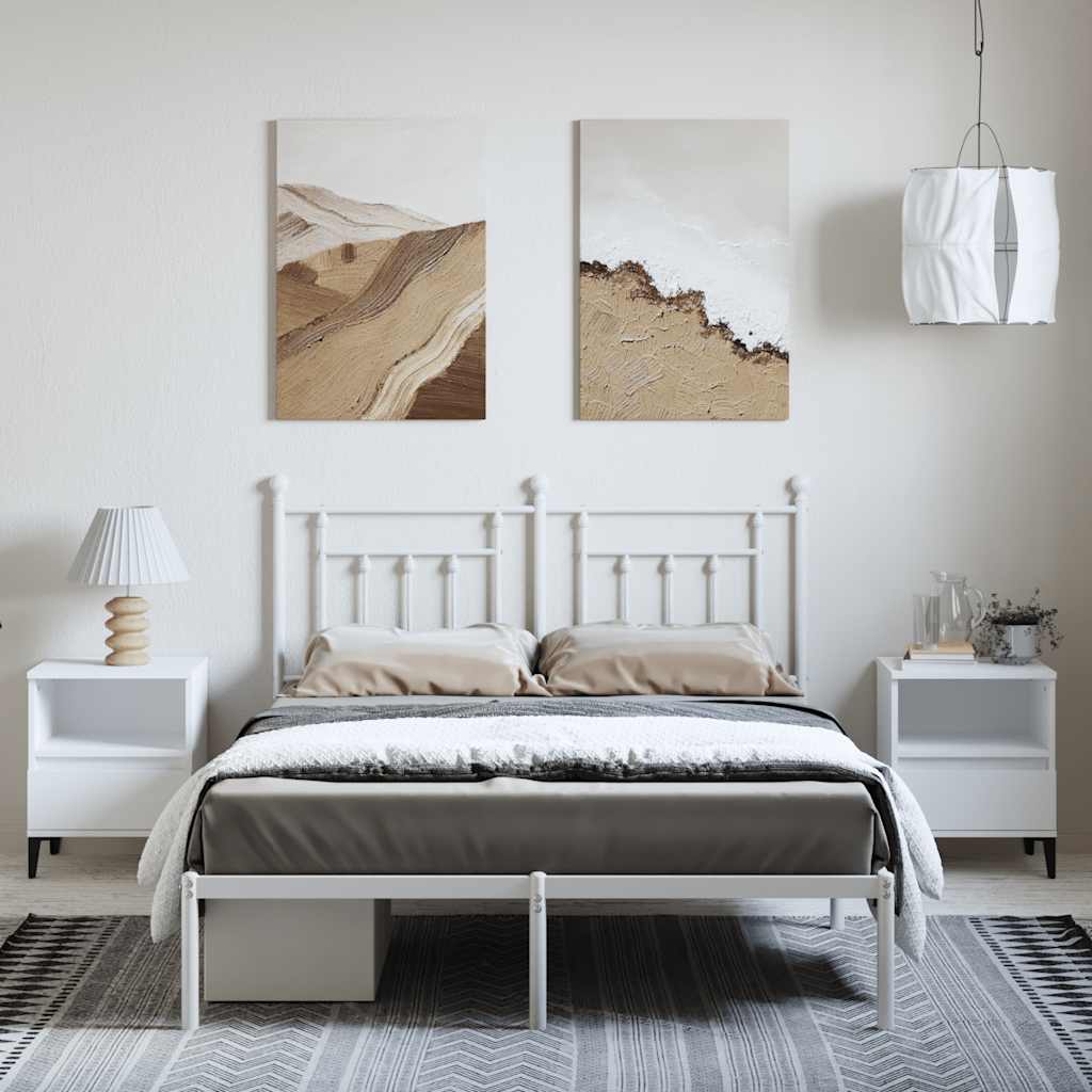 Metalni okvir za krevet s uzglavljem bijeli 150x200 cm