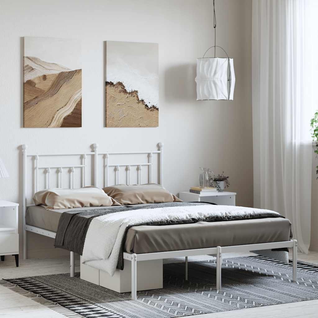 Metalni okvir za krevet s uzglavljem bijeli 150x200 cm