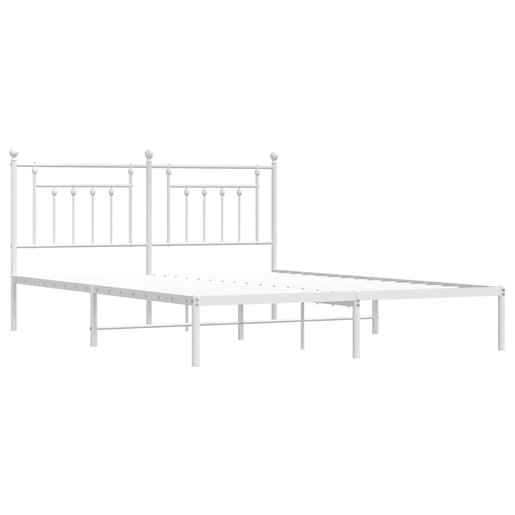 Metalni okvir za krevet s uzglavljem bijeli 180x200 cm