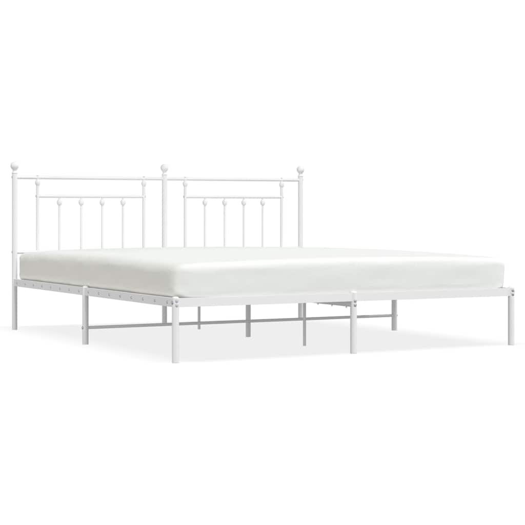 Metalni okvir za krevet s uzglavljem bijeli 200x200 cm