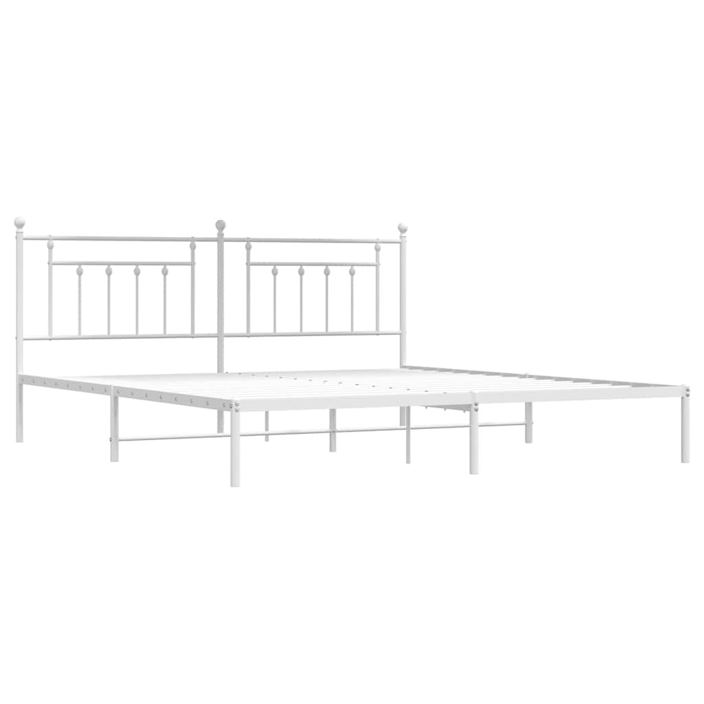 Metalni okvir za krevet s uzglavljem bijeli 200x200 cm
