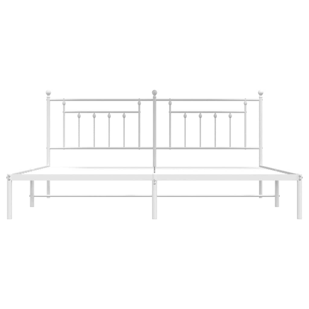 Metalni okvir za krevet s uzglavljem bijeli 200x200 cm