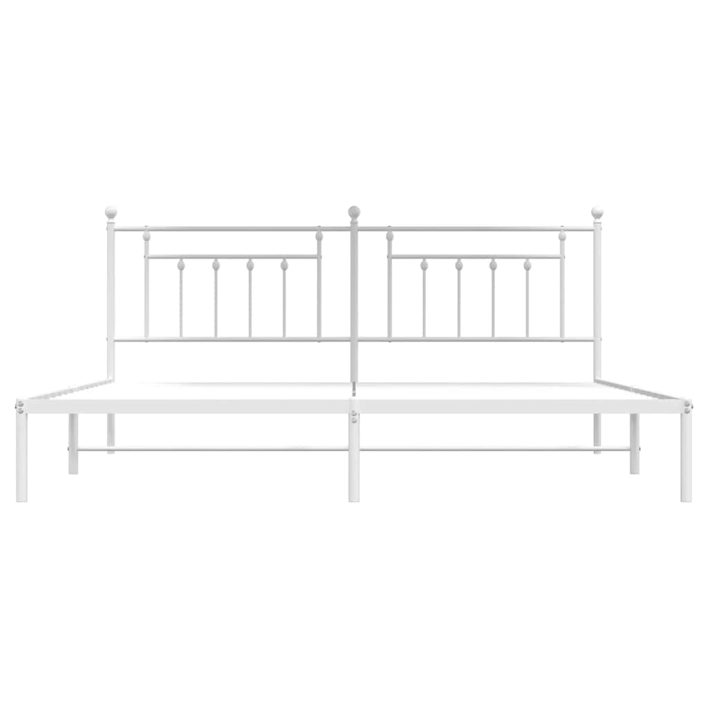 Metalni okvir za krevet s uzglavljem bijeli 200x200 cm