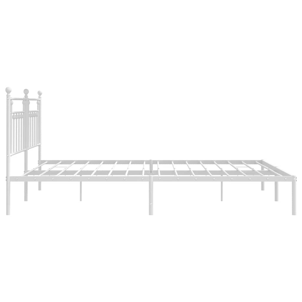Metalni okvir za krevet s uzglavljem bijeli 200x200 cm
