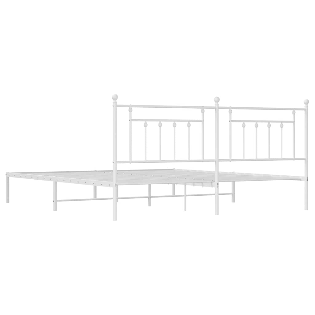 Metalni okvir za krevet s uzglavljem bijeli 200x200 cm