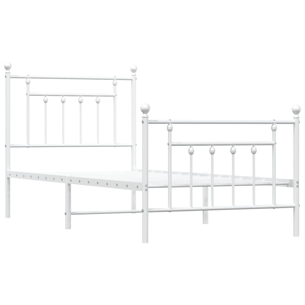 Metalni okvir kreveta uzglavlje i podnožje bijeli 90 x 200 cm