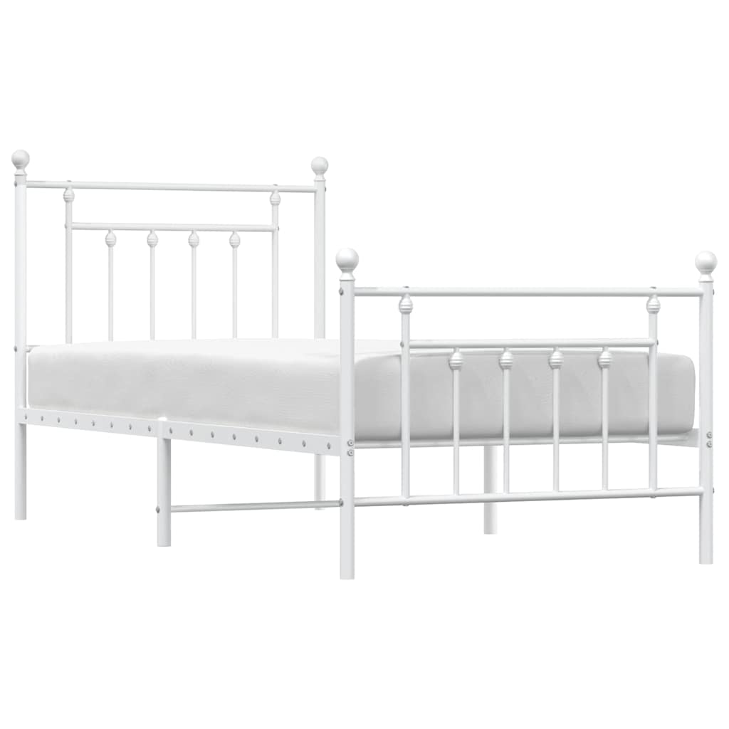 Metalni okvir kreveta uzglavlje i podnožje bijeli 90 x 200 cm