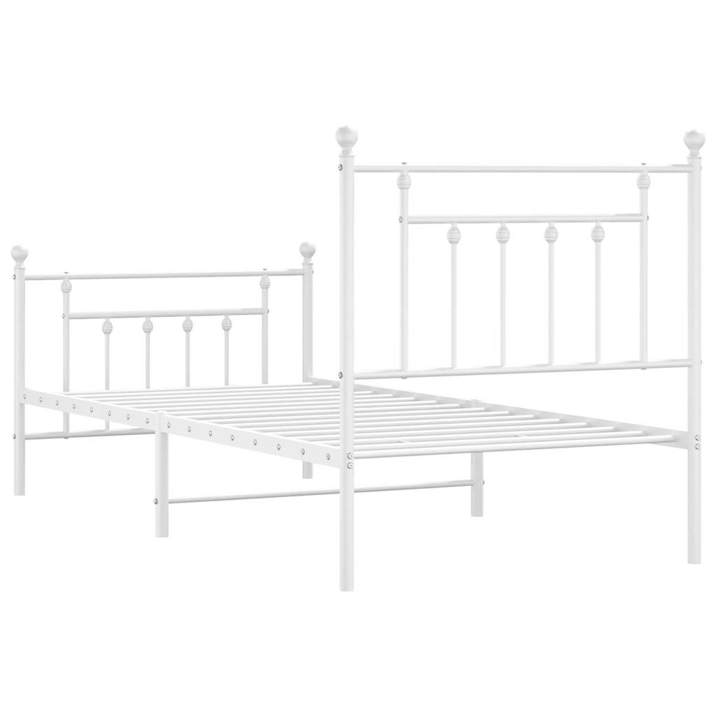 Metalni okvir kreveta uzglavlje i podnožje bijeli 90 x 200 cm