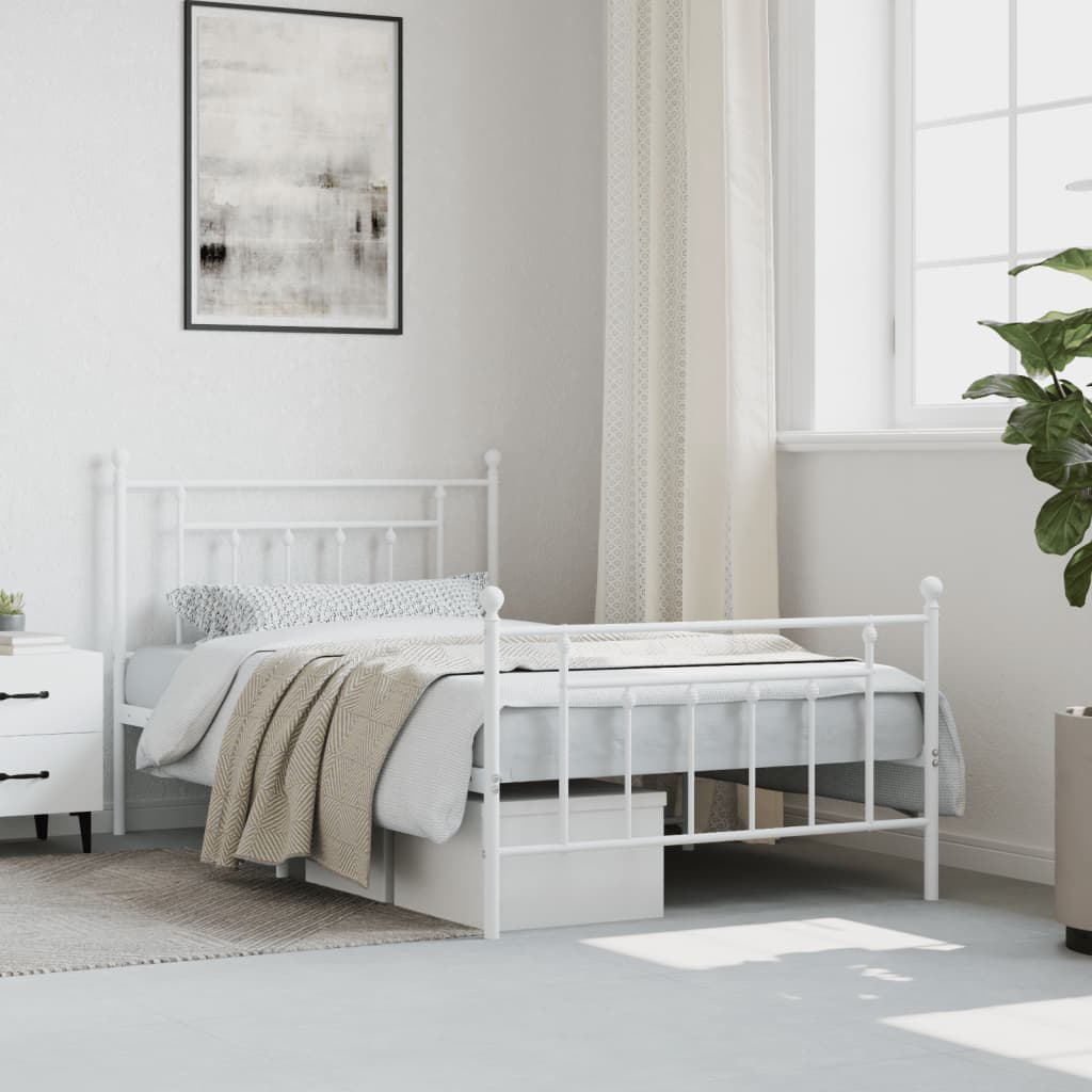Metalni okvir kreveta uzglavlje i podnožje bijeli 100x200 cm