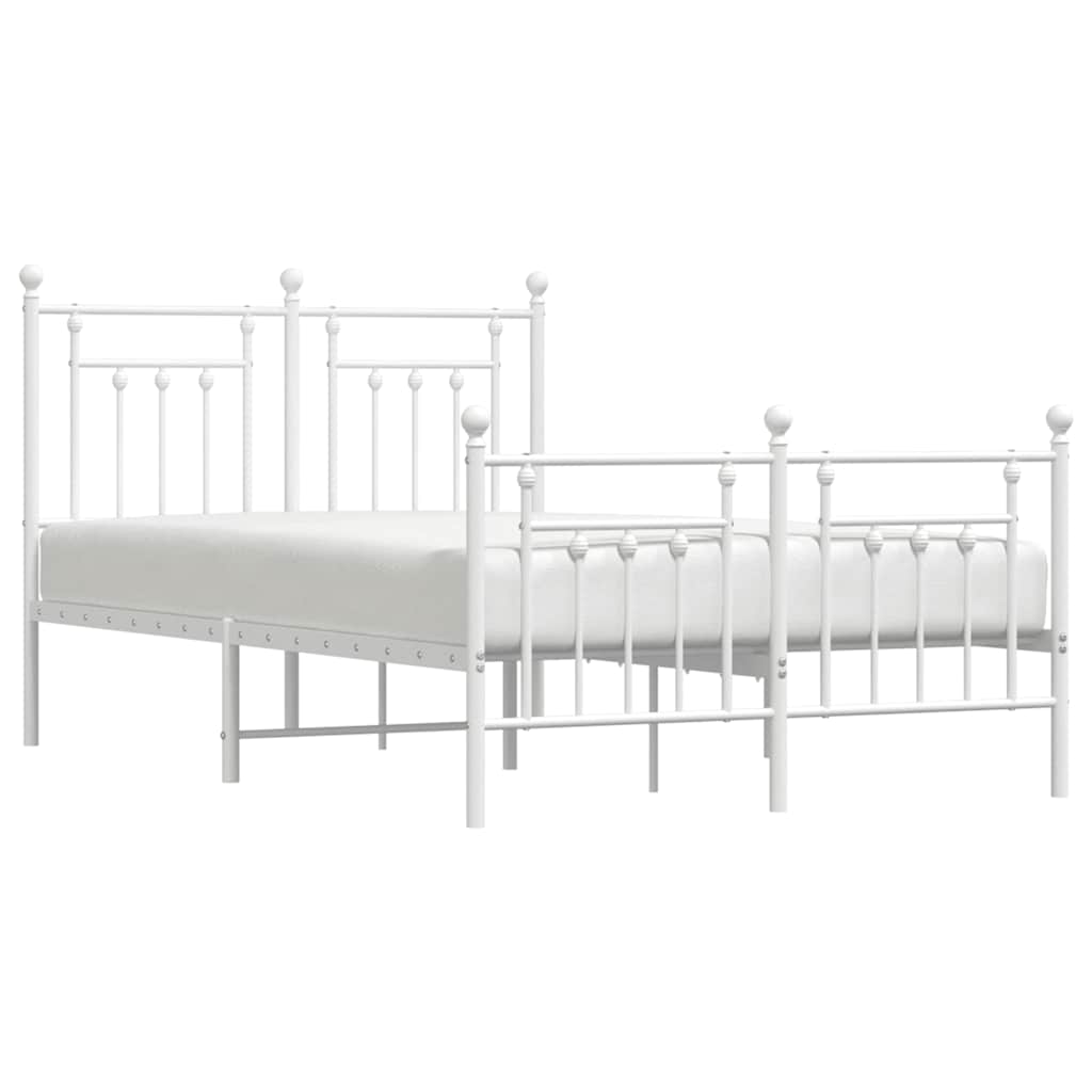 Metalni okvir kreveta uzglavlje i podnožje bijeli 120x200 cm