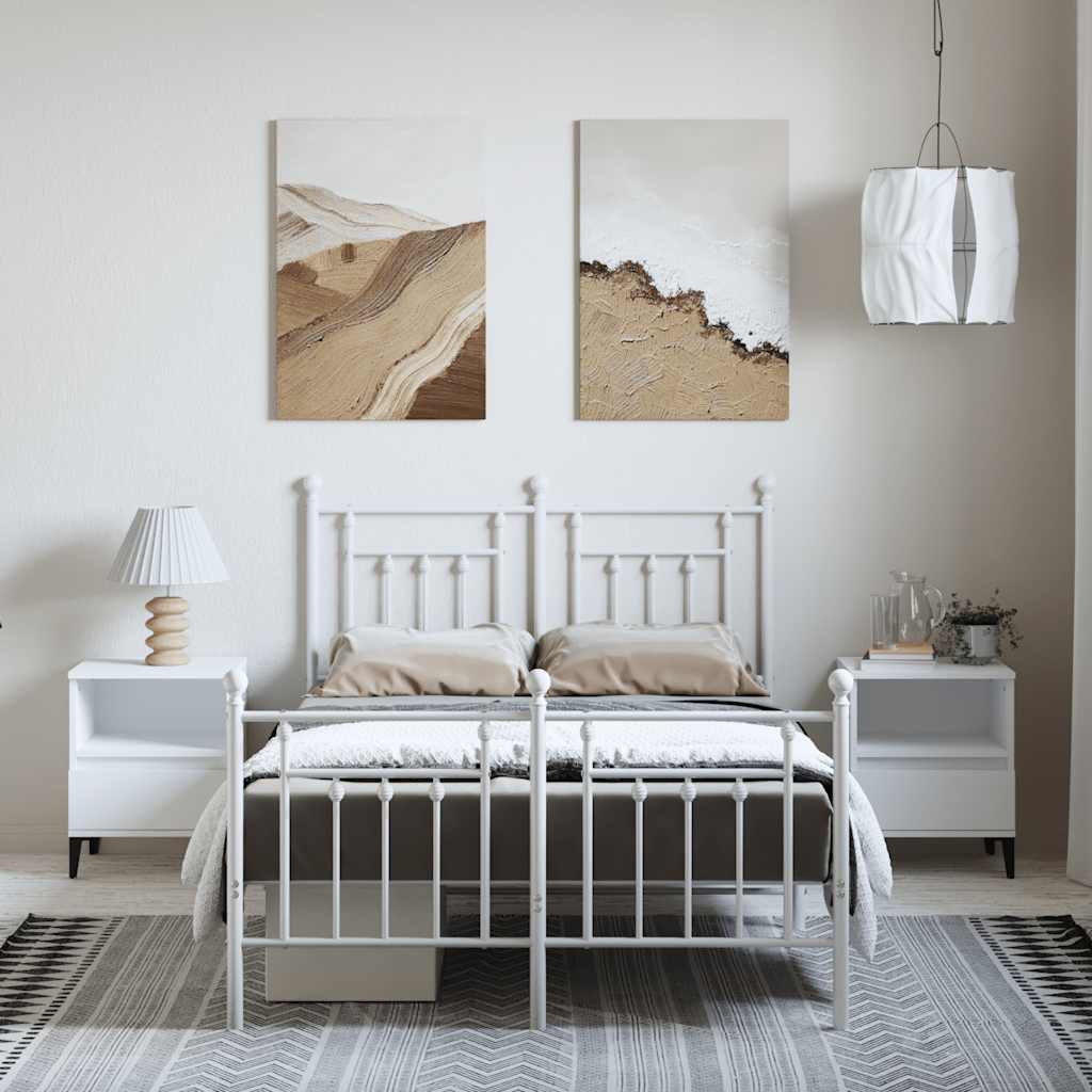 Metalni okvir kreveta uzglavlje i podnožje bijeli 135 x 190 cm