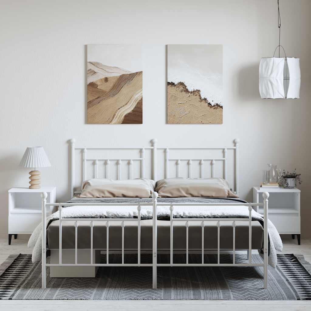 Metalni okvir kreveta uzglavlje i podnožje bijeli 183x213 cm