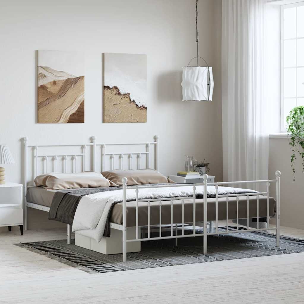 Metalni okvir kreveta uzglavlje i podnožje bijeli 183x213 cm