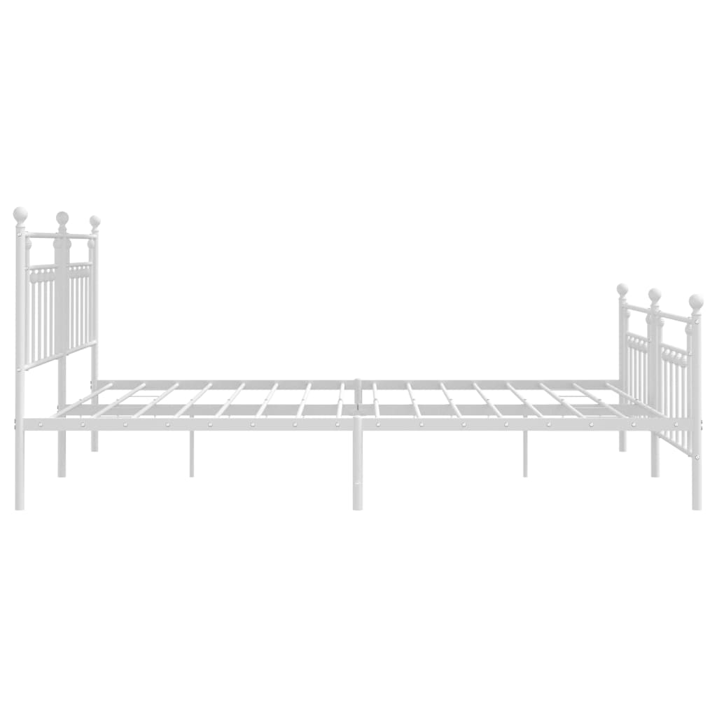 Metalni okvir kreveta uzglavlje i podnožje bijeli 200x200 cm