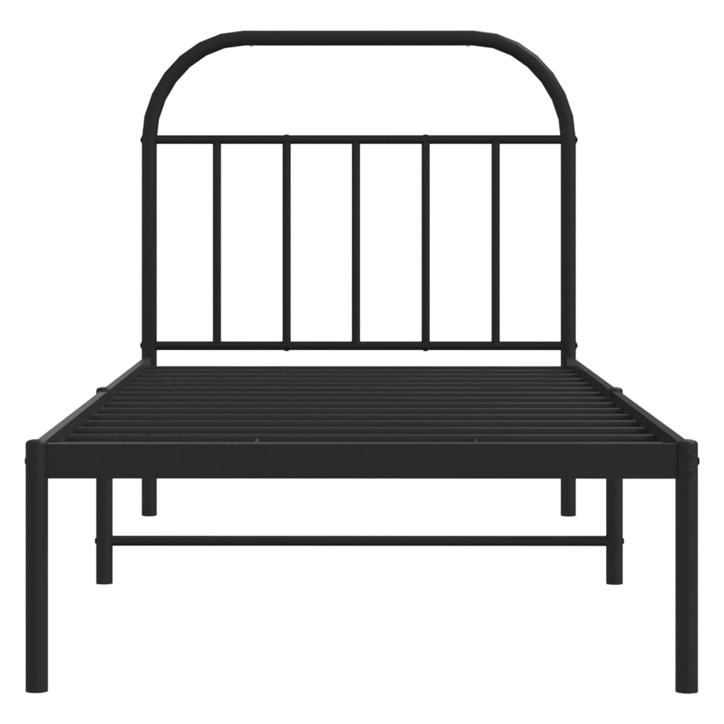 Metalni okvir za krevet s uzglavljem crni 90x190 cm