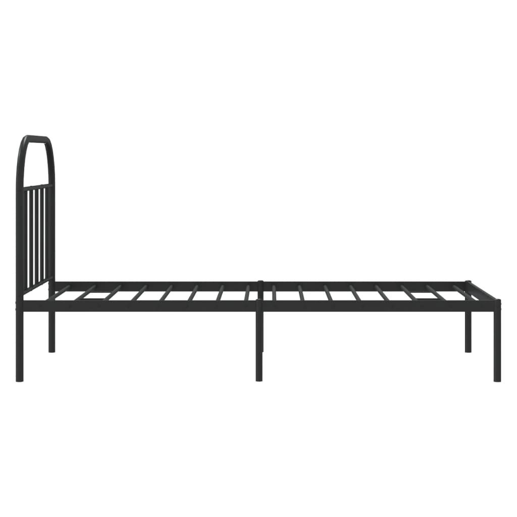 Metalni okvir za krevet s uzglavljem crni 90x190 cm