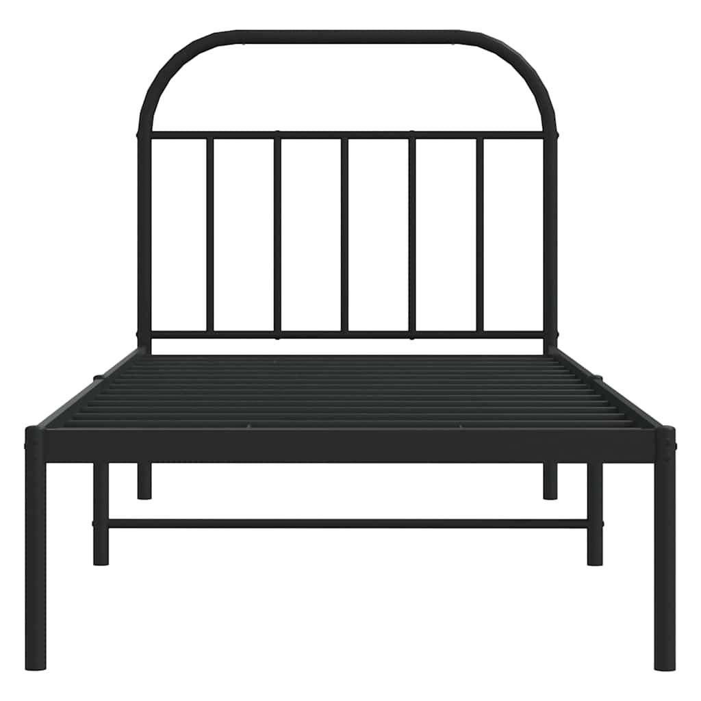 Metalni okvir za krevet s uzglavljem crni 90x200 cm