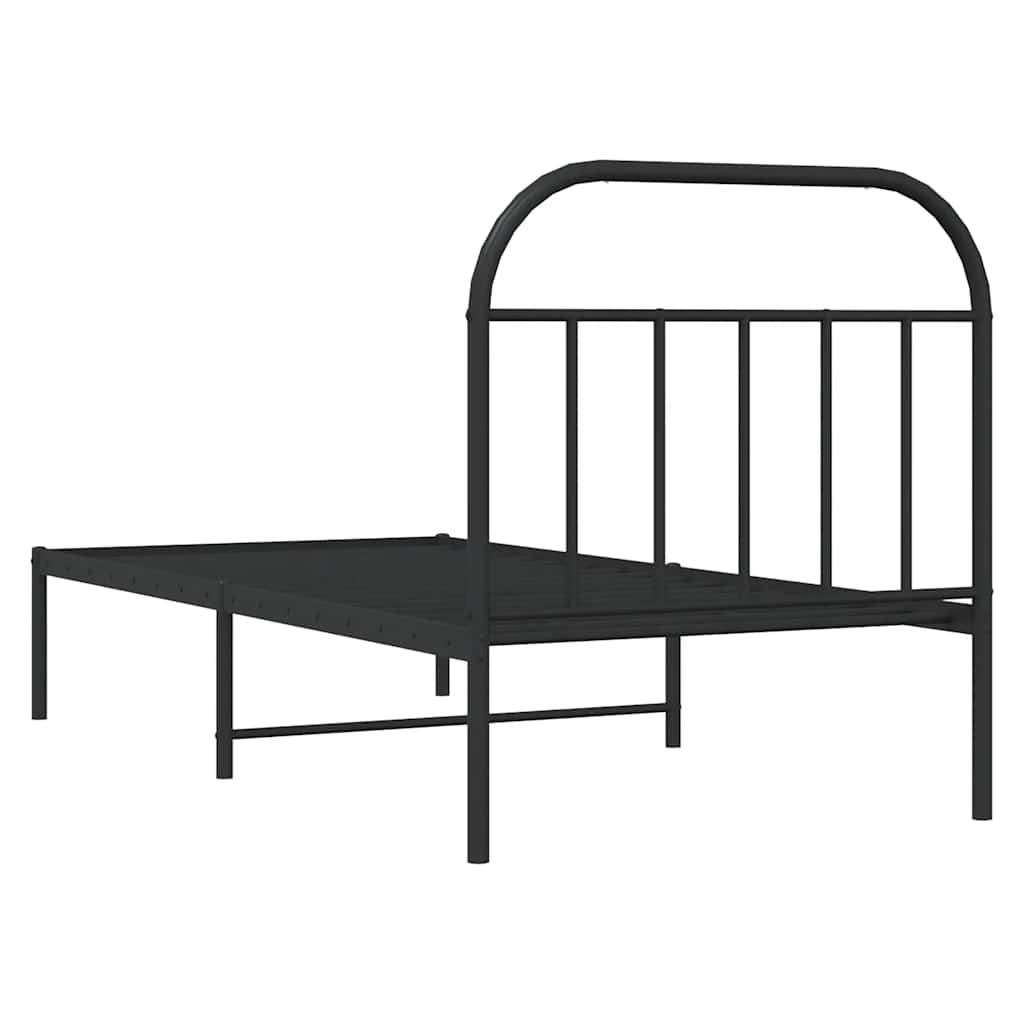 Metalni okvir za krevet s uzglavljem crni 90x200 cm
