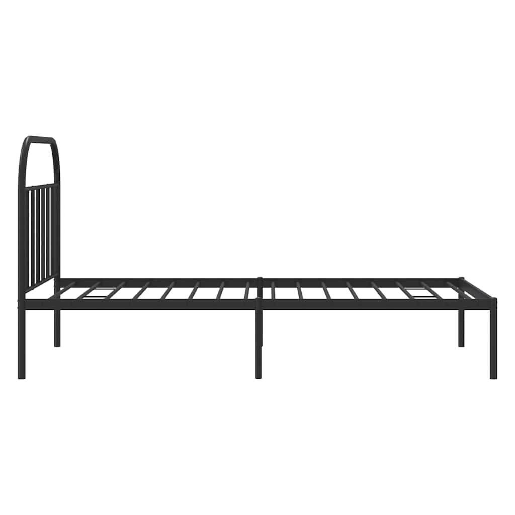 Metalni okvir za krevet s uzglavljem crni 100x190 cm