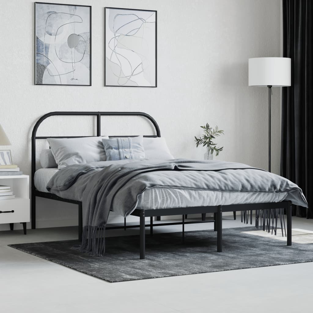 Metalni okvir za krevet s uzglavljem crni 120x190 cm