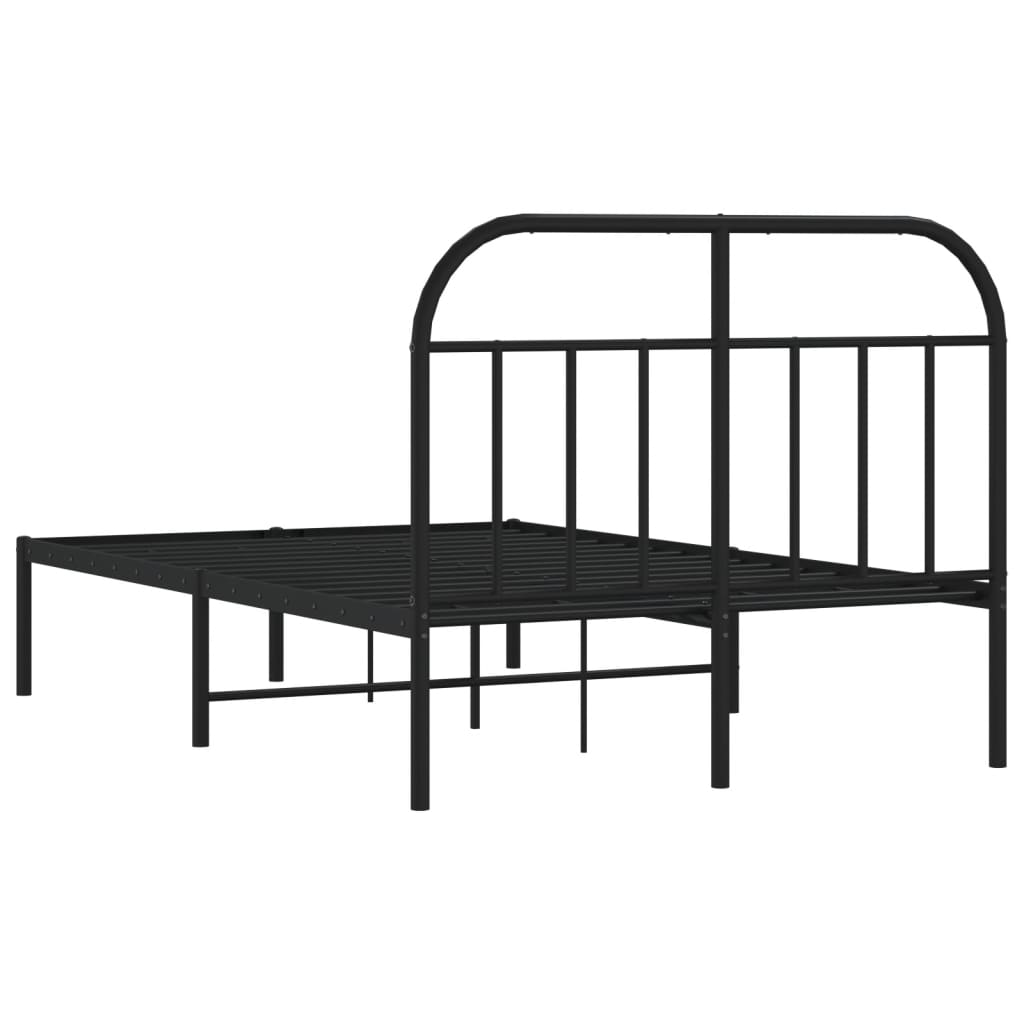 Metalni okvir za krevet s uzglavljem crni 120x190 cm